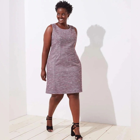 New LOFT Plus Size 20 Boucle Tweed Textured Sleeveless Shift Dress NWT Preppy - Picture 1 of 14